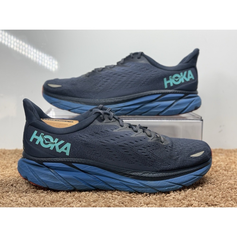 Hoka One One Clifton 8 Men's Size 12D Dark Blue Shoes Sneakers Running Athletic
